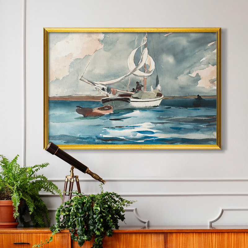 Sloop, Nassau, 1899 - Winslow Homer - Toile encadrée sur mesure, 24x34 INNER SIZE, Framed Canvas