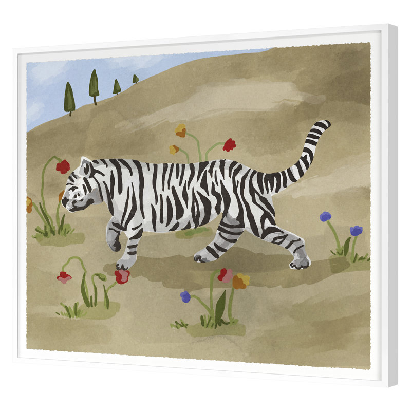 Tigre blanc sur terre d'ombre 1, H 45 po x l 50 po, Blanc