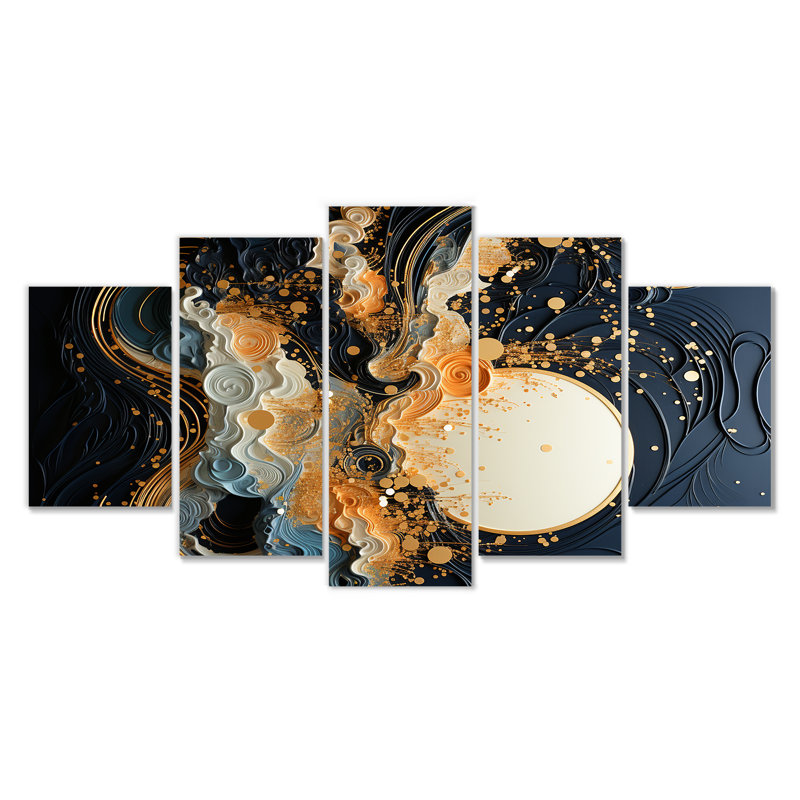 Ensemble de 5 peintures murales Golden Ocean
