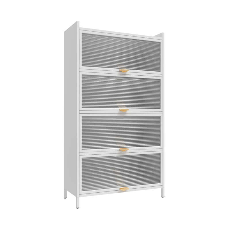 5-Tier Freestanding Storage Cabinet With Flip-Up Doors, White