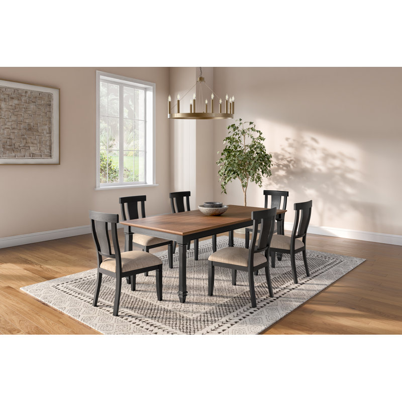 Nakhi Traditional Wood Kitchen Extension Dining Table, Black, 7