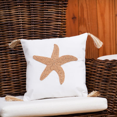 Seastar Handmade Wood Beaded Throw Pillow