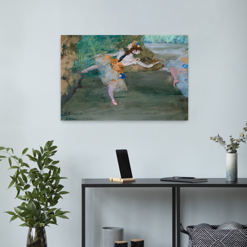 Danseuse sur scène, vers 1877, estampe d'art mural contemporain abstraite impressionniste, H 16 po x l 24 po