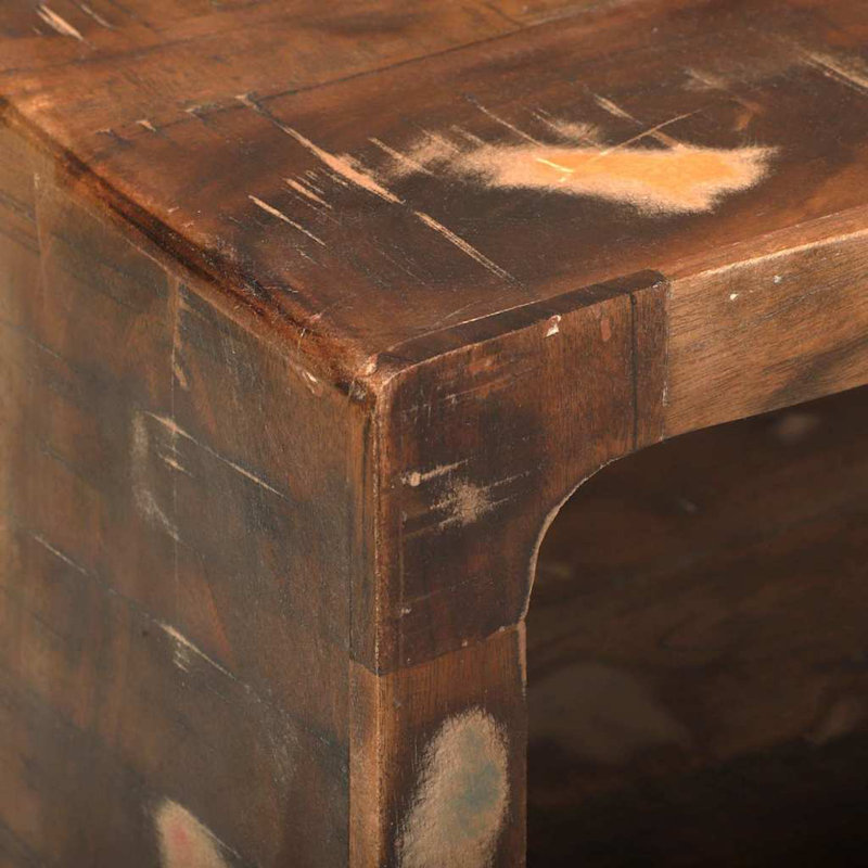 TV Cabinet With Shelf With Storage Solid Mango Wood, Multicolour, 25cm H x 60cm L x 30cm W