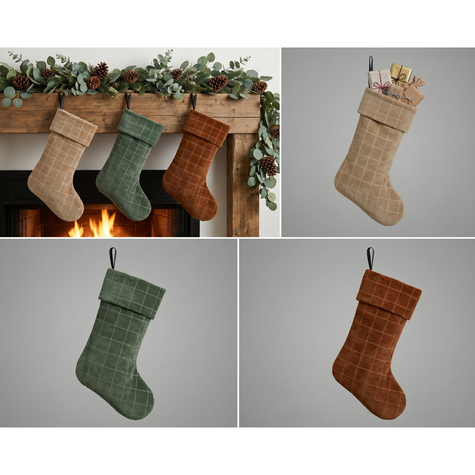 Block Christmas Stocking, Nutmeg