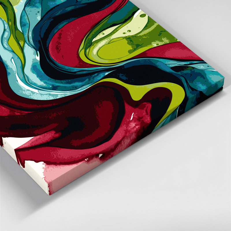 Aquarelle abstraite, art mural sur toile rouge 73, H 12 po x l 12 po