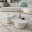 Table basse luxueuse en marbre plissé à garniture dorée-349619083