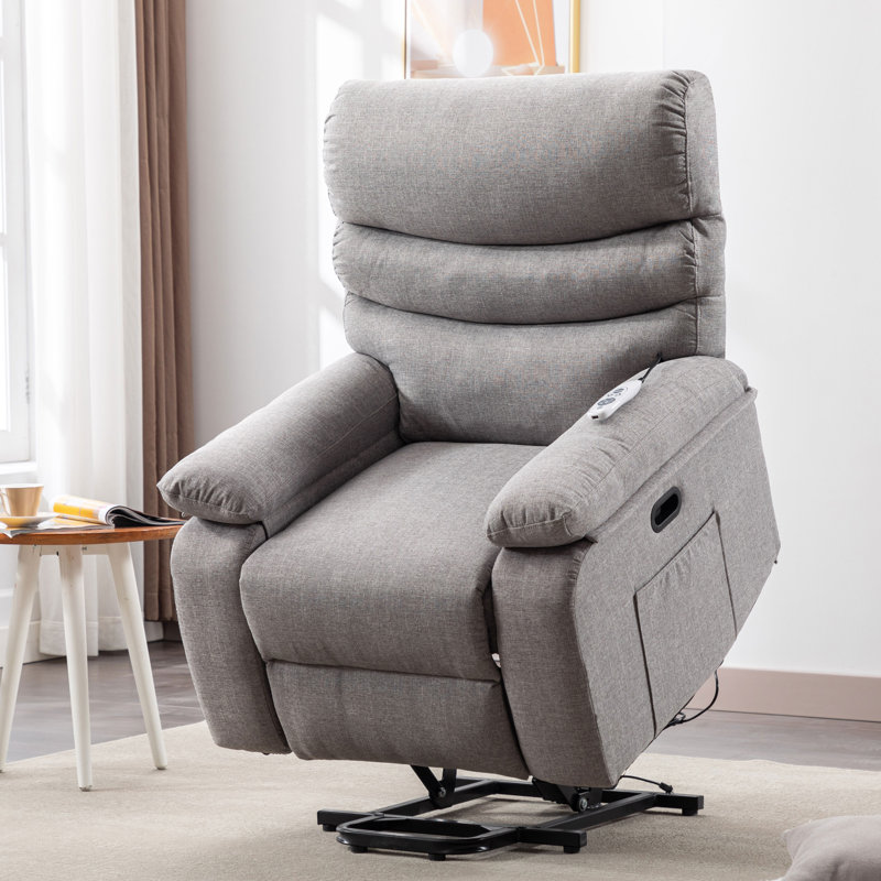 Heated Massage Chair, Light Grey Linen