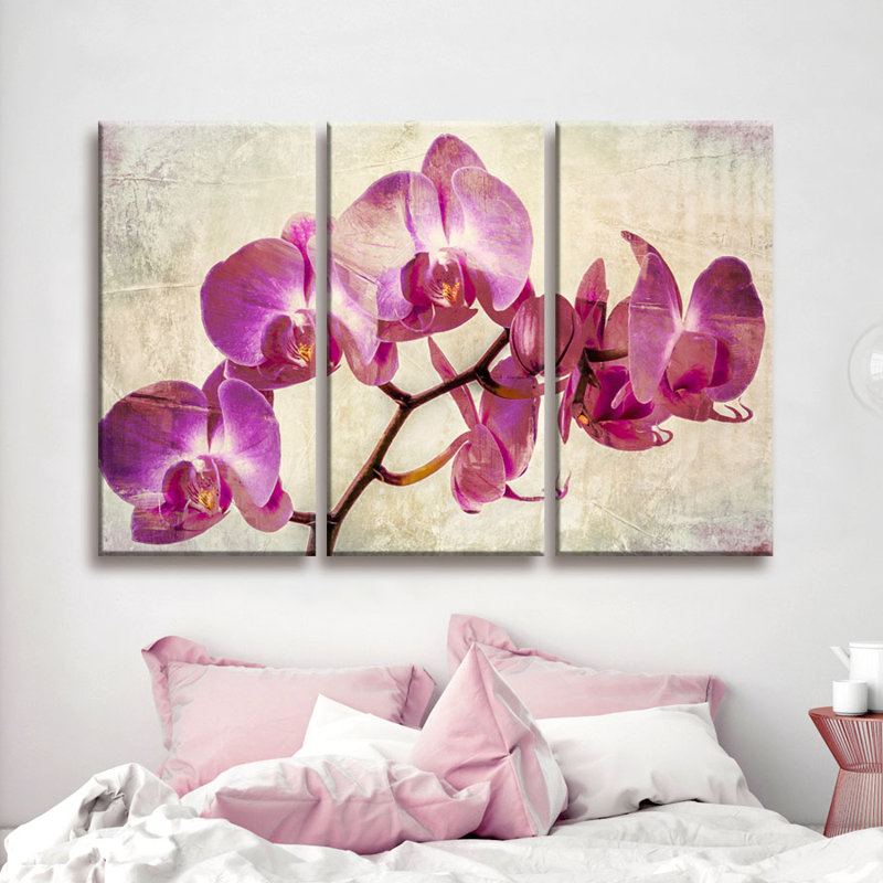 «Painted Petals XVIII», ensemble de 3 reproductions sur toiles tendues, H 40 po x l 60 po x P 1,5 po