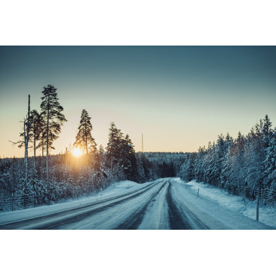 Road in Norrland Sweden 1 Piece Wrapped Canvas Wall Art