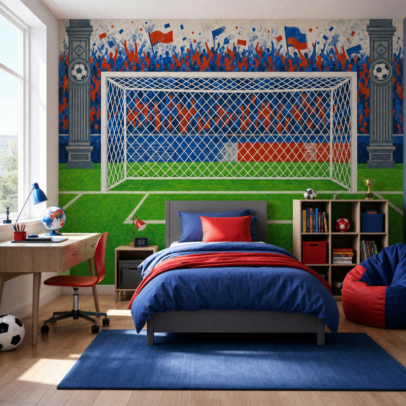 Papier peint de soccer mural Soccer Stadium, Textured Non-Pasted, 100"x96"
