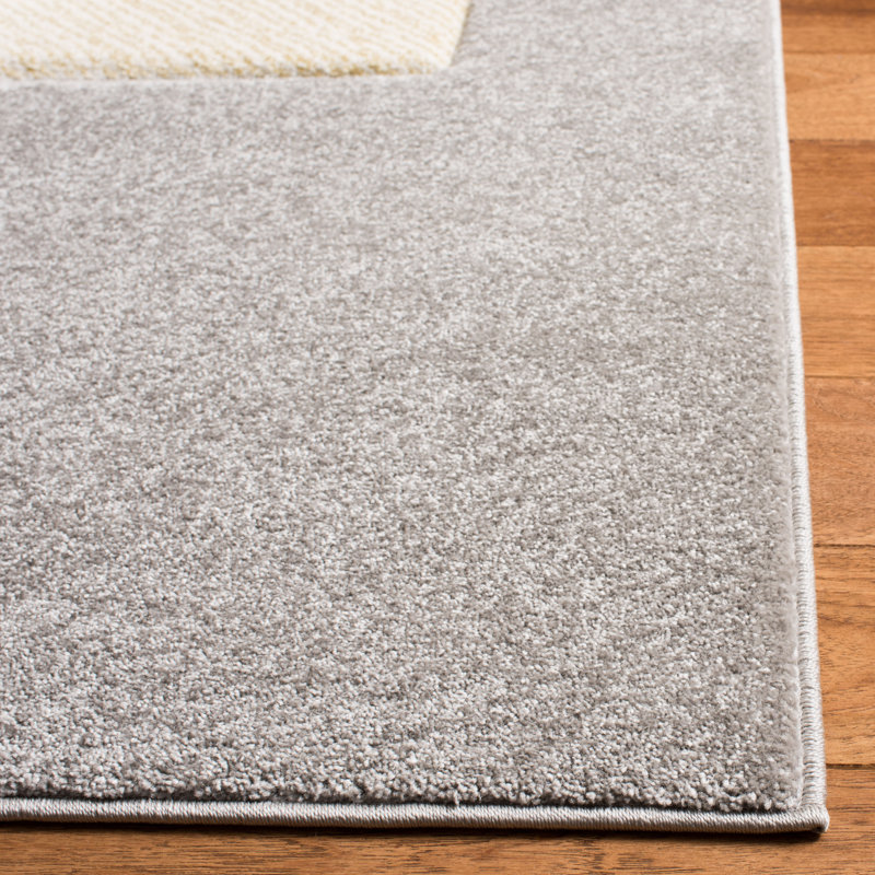 Tapis gris à imprimé animalier Burgan, Carré 3 pis