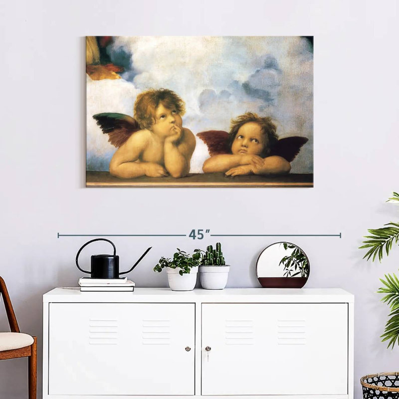 Détail de Putti de la Madone Sixtine, H 24 po x l 36 po
