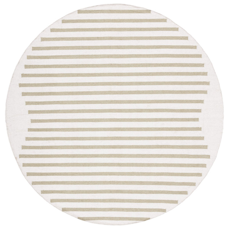 Estuardo Hand Woven Cotton Striped Rug, Round 6'