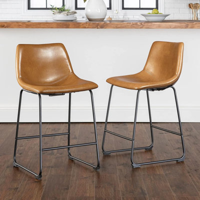 Yannet Counter Height Bar Stools, Modern Counter Stool Faux Leather Barstools with Back