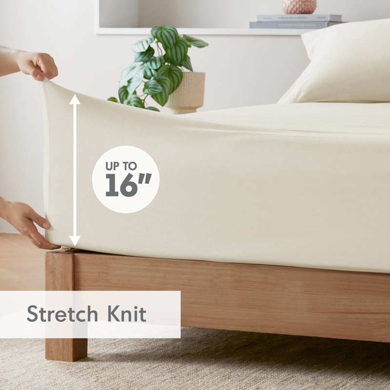 Drap toutes saisons confortable pour grand lit - mélange de coton absorbant tricoté hiver chaud, Crème, crème