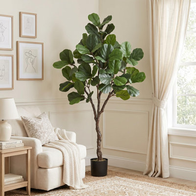 4FT Artificial Faux Fiddle Leaf Fig Tree for Bedroom Living Room Office Corner