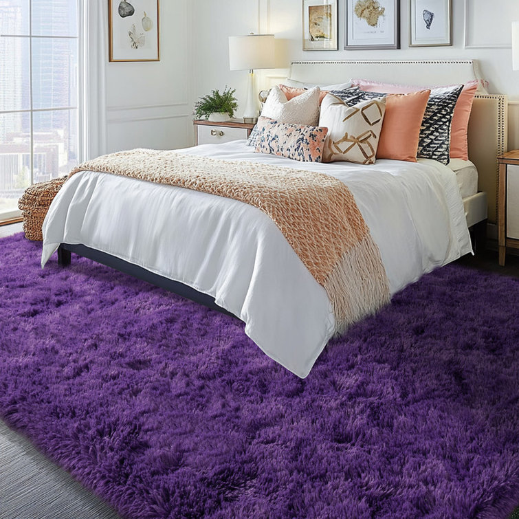 8×10ft Solid Color Rug Fluffy Shag Area Rug Indoor Carpet for Living Room Bedroom Bedside Nursery Kids' room