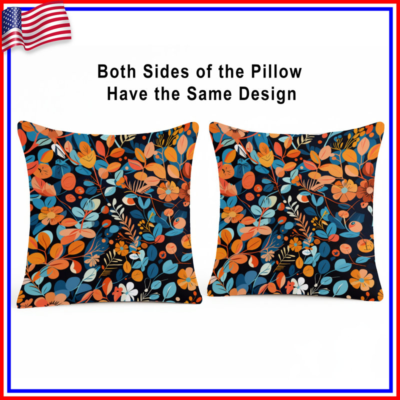 Floral Throw Pillow, Pattern Double Sided Pillows, 16 x 16 inches