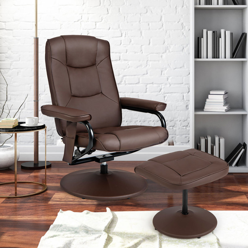 Fauteuil inclinable ergonomique 31,5 po en similicuir, Noir, Similicuir noir