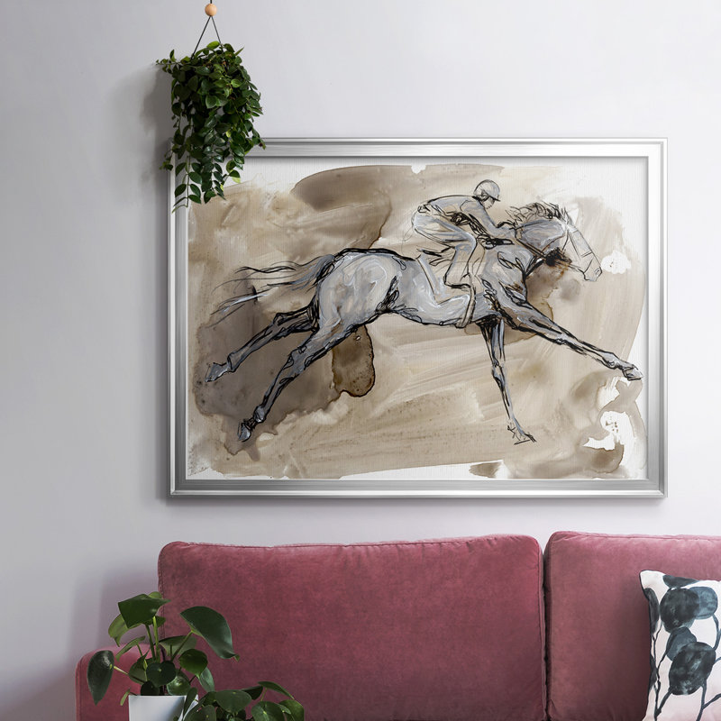 " Off To The Races I ", 14" H x 20" W x 1.5" D, Silver