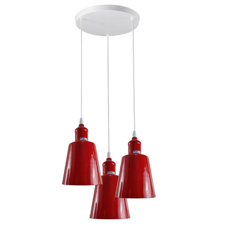 3 - Light Silver Cluster Pendant, Red