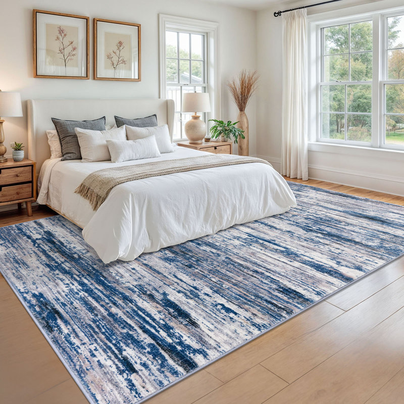 Modern Abstract Area Rugs 9x12 Washable Rug for Living Room Large Soft Thin Bedroom Rug with Rubber Backing 