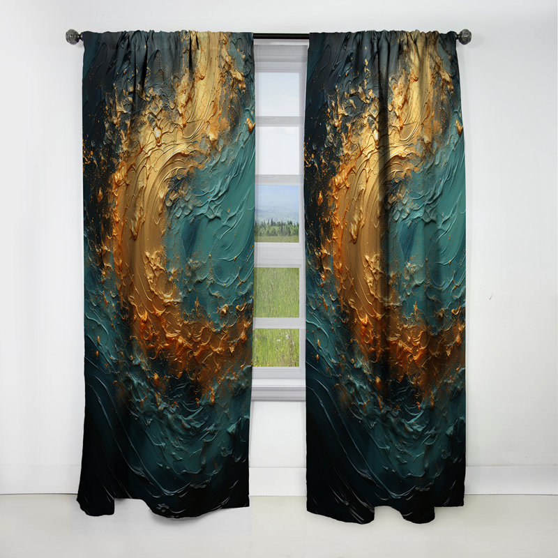 Bergevin - Abstract Spirals Curtain - Blackout Abstract Curtain - 1 Panels, 52" W x 90" L