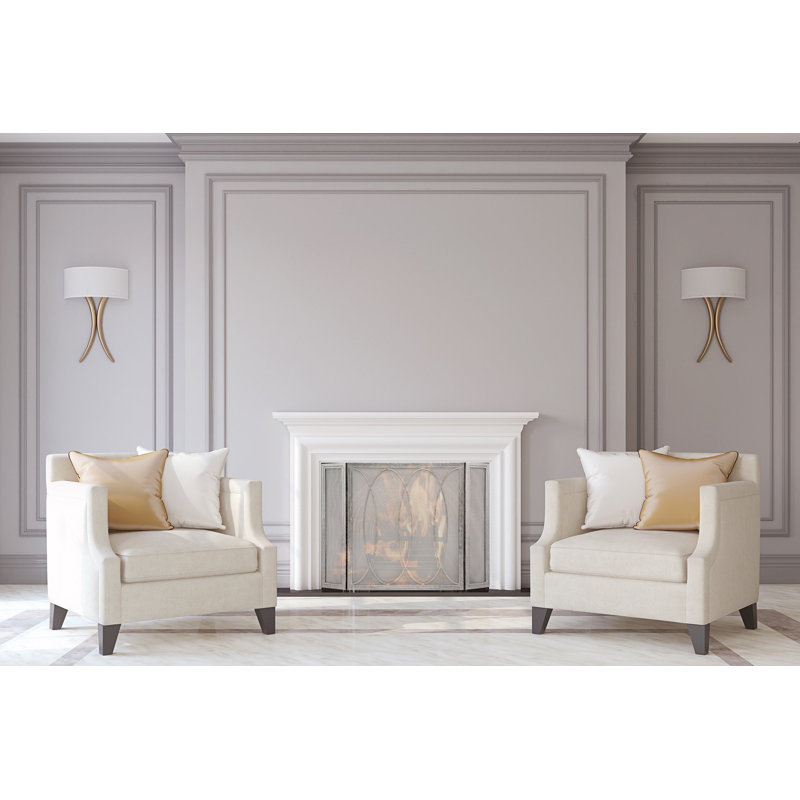 Parisian 3 Panel Iron Fireplace Screen, Royal Silver