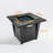 32" Propane Gas Fire Pit Table, 50000 BTU Square Steel Fire Pit With Glass Wind Guard For Outside Patio Deck Garden Courtyard