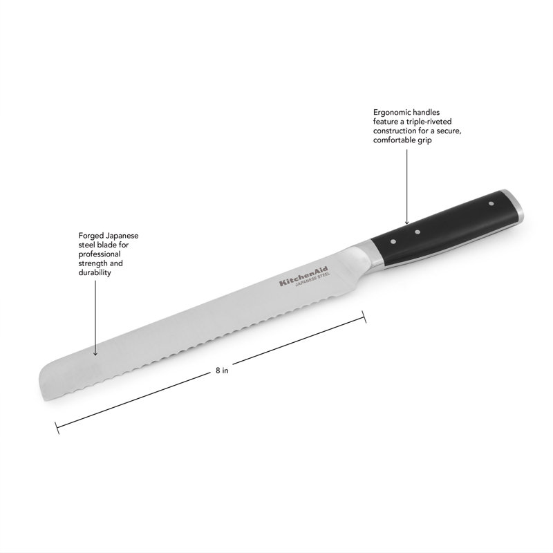 KitchenAid® Gourmet Forged Triple Rivet Santoku Knife with Custom-Fit Blade Cover, 5-inch, Black