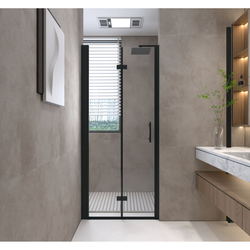 Porte de douche en verre sans cadre pliante 36 po x 72 po, verre trempé, antidéflagrant