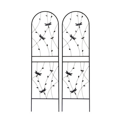 Ensemble de 2 treillis de jardin en métal 71 po x 19,7 po antirouille pour plantes grimpantes déco libellule