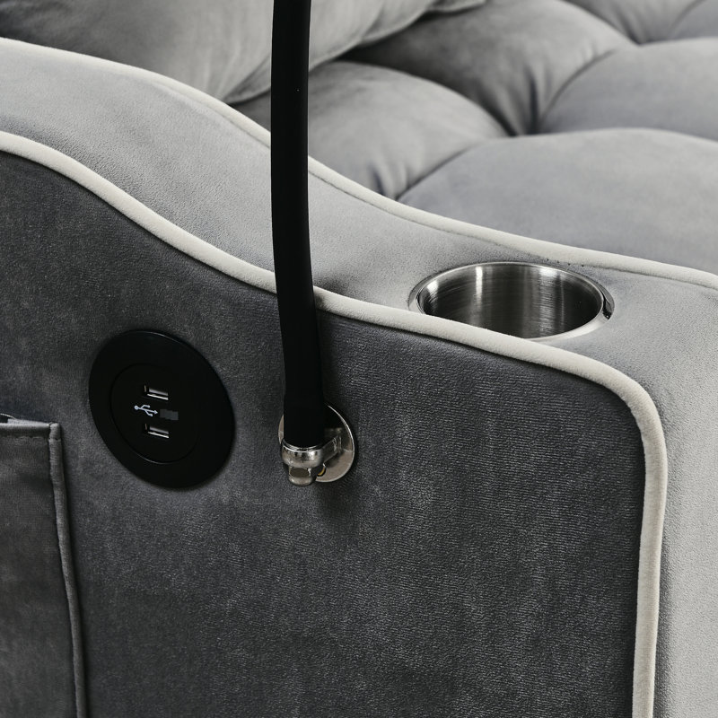 Lit pliant en velours gris, dossier et port réglables pour une expérience améliorée (lit gris en gris,