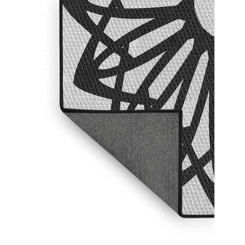 Tapis noir/blanc à motifs, Rectangle 8 pi x 12 pi