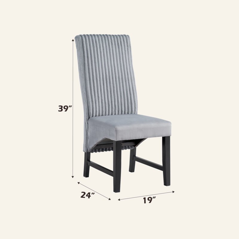 Ensemble de 2 chaises d'appoint en velours côtelé gris Kini