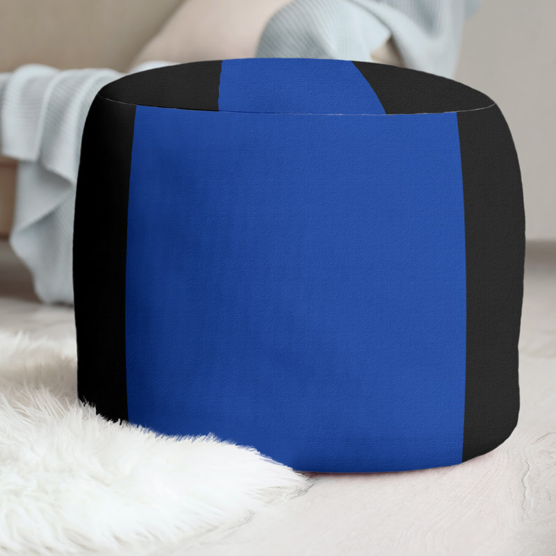 Repose-pieds cubique rond à rayures 20,5", Noir / bleu / noir