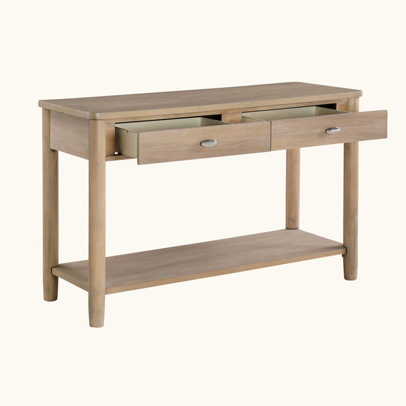 Classic 1pc Sofa Table with Two Drawer and Open Shelf