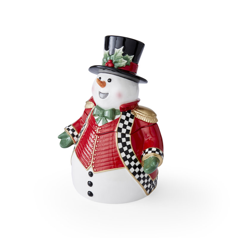 Christmas Tree BLACK&WHITE SNOWMAN COOKIE JAR