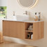 Armoire de salle de bain moderne en bois 36 "avec lavabo en céramique blanche 36"