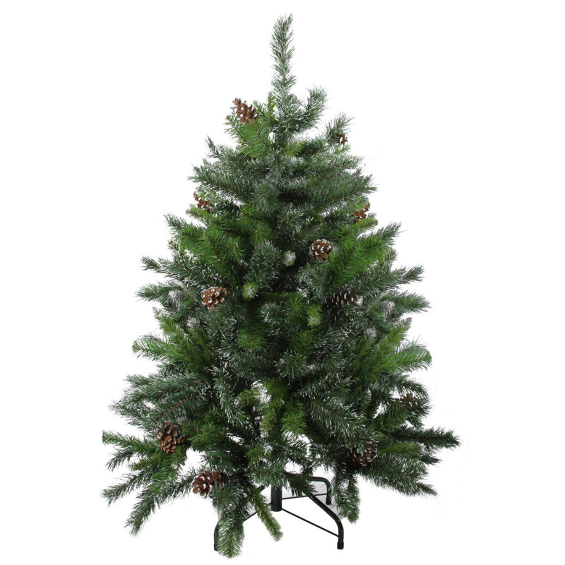 Arbre de Noël artificiel pin 4 'enneigé avec pommes de pin Delta
