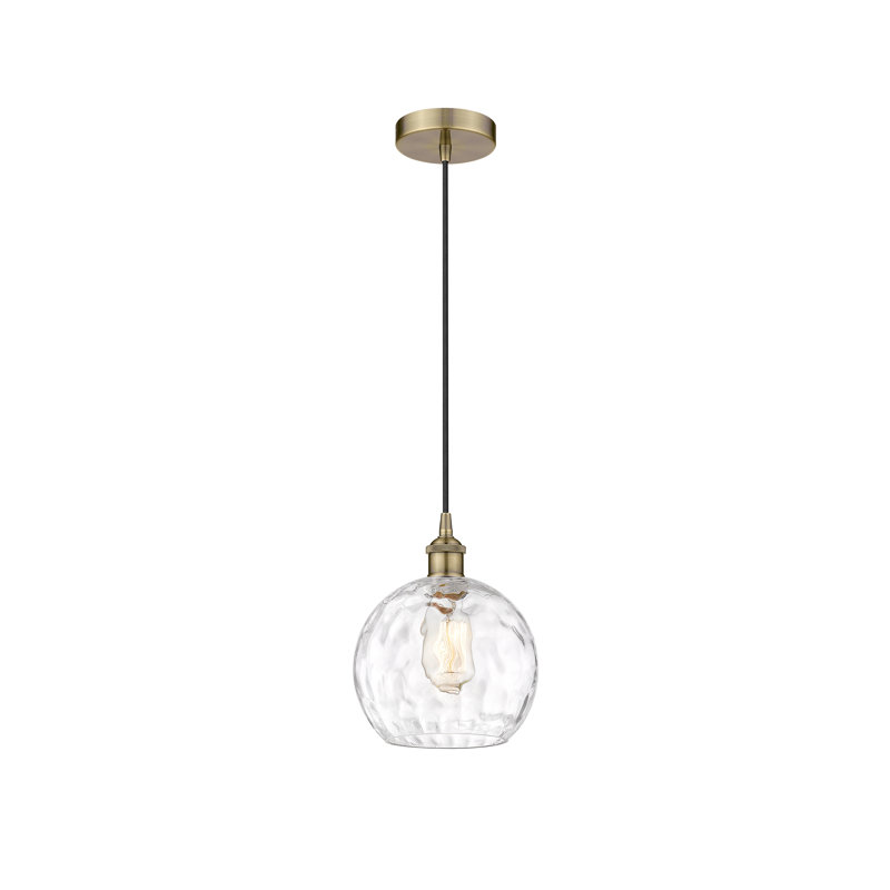 Luminaire suspendu simple à 1 lumière Ralph, Laiton antique, H 10,75 po x l 8 po x P 8 po