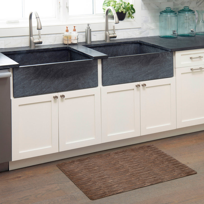 Smooth Step Brown and Black Rubber Kitchen Doormat