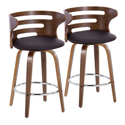 Swivel Upholstered Faux Leather Counter Stool