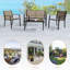 Ensemble de bistro 4 pièces avec chaises longues et balcon en polyester avec revêtement en PVC et table basse en verre-584289493
