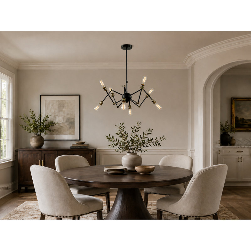 Industrial 8 Light Sputnik Arm Chandelier
