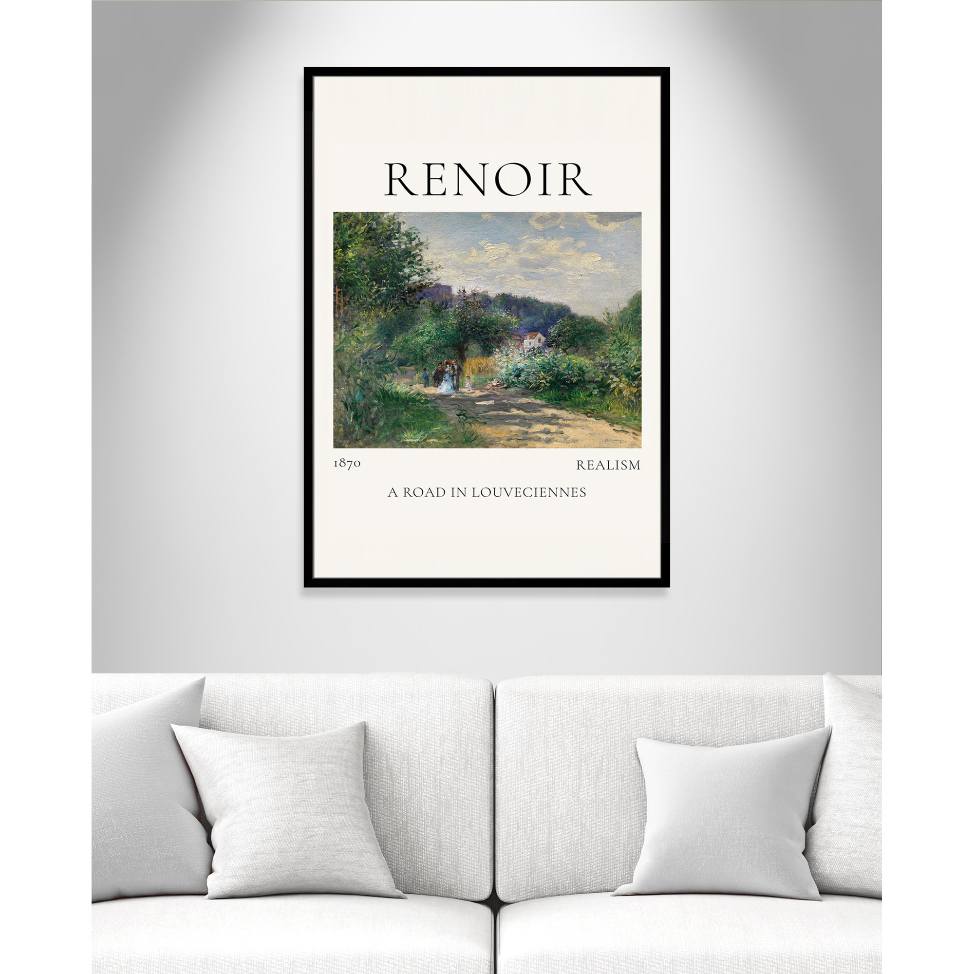 Old Masters Collection " A Road In Louveciennes " by Auguste Renoir, No, Black Single Picture Frame, 55" H x 39" W x 1.25" D