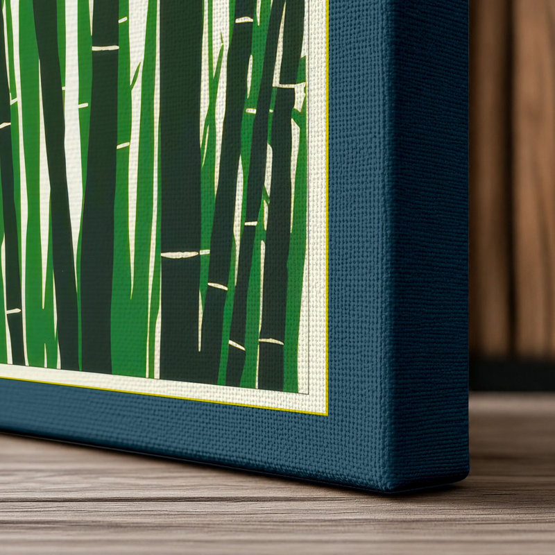 Bamboo Stand Japandi - Wrapped Canvas, 18x12 - 45.7 x 30.5 cm, Teal Border