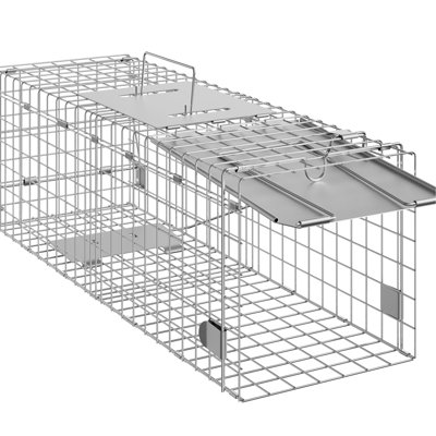 24" X 8" Galvanized Iron Cat Trap For Rabbits Stray Cats Squirrels Raccoons Groundhogs Opossums With L - Shaped Lever And Corrosion Coating Live Humane Resistance