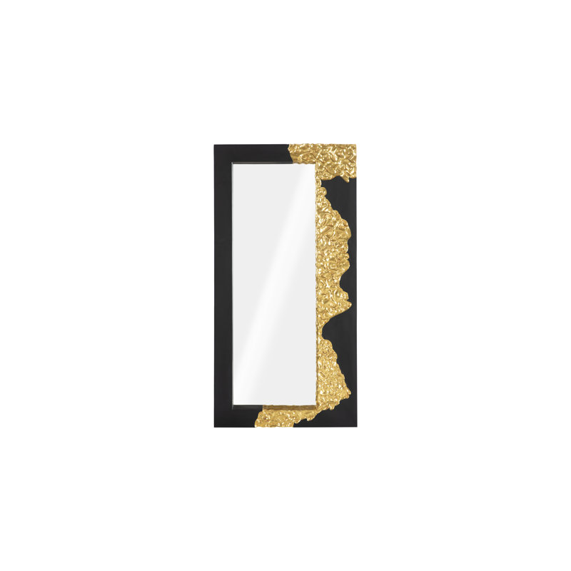 Miroir Mercury, rectangle, noir, feuille d'or
